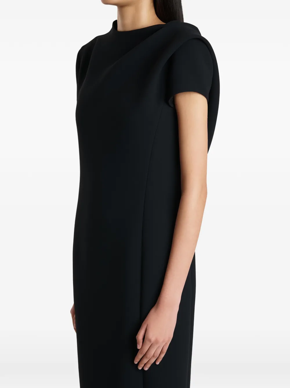 KHAITE Iryl Short Sleeve Midi Dress in Black, view 5