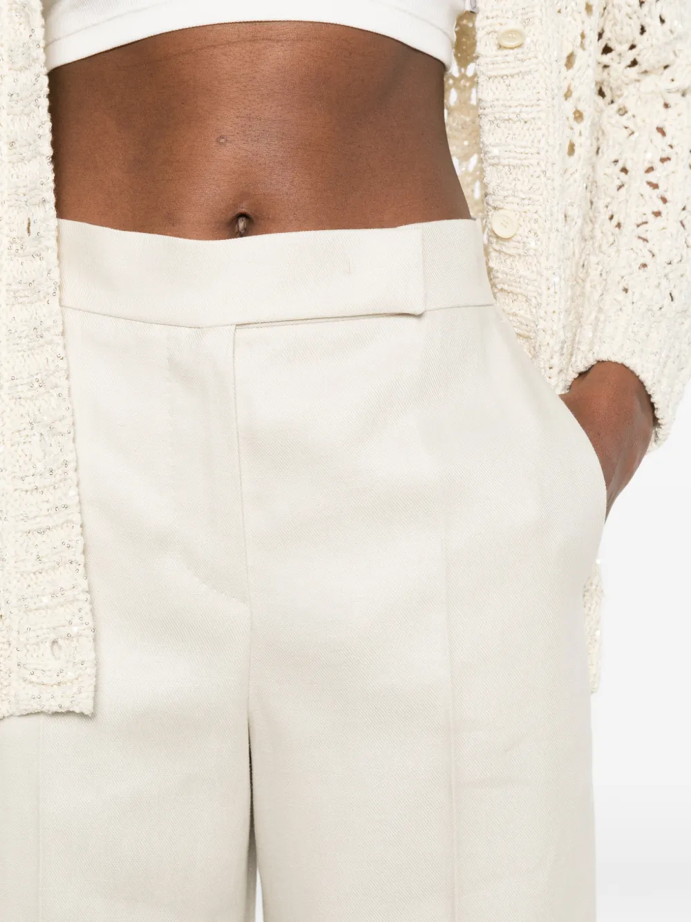 Max Mara Mxmbadesse geplooide palazzo broek Beige