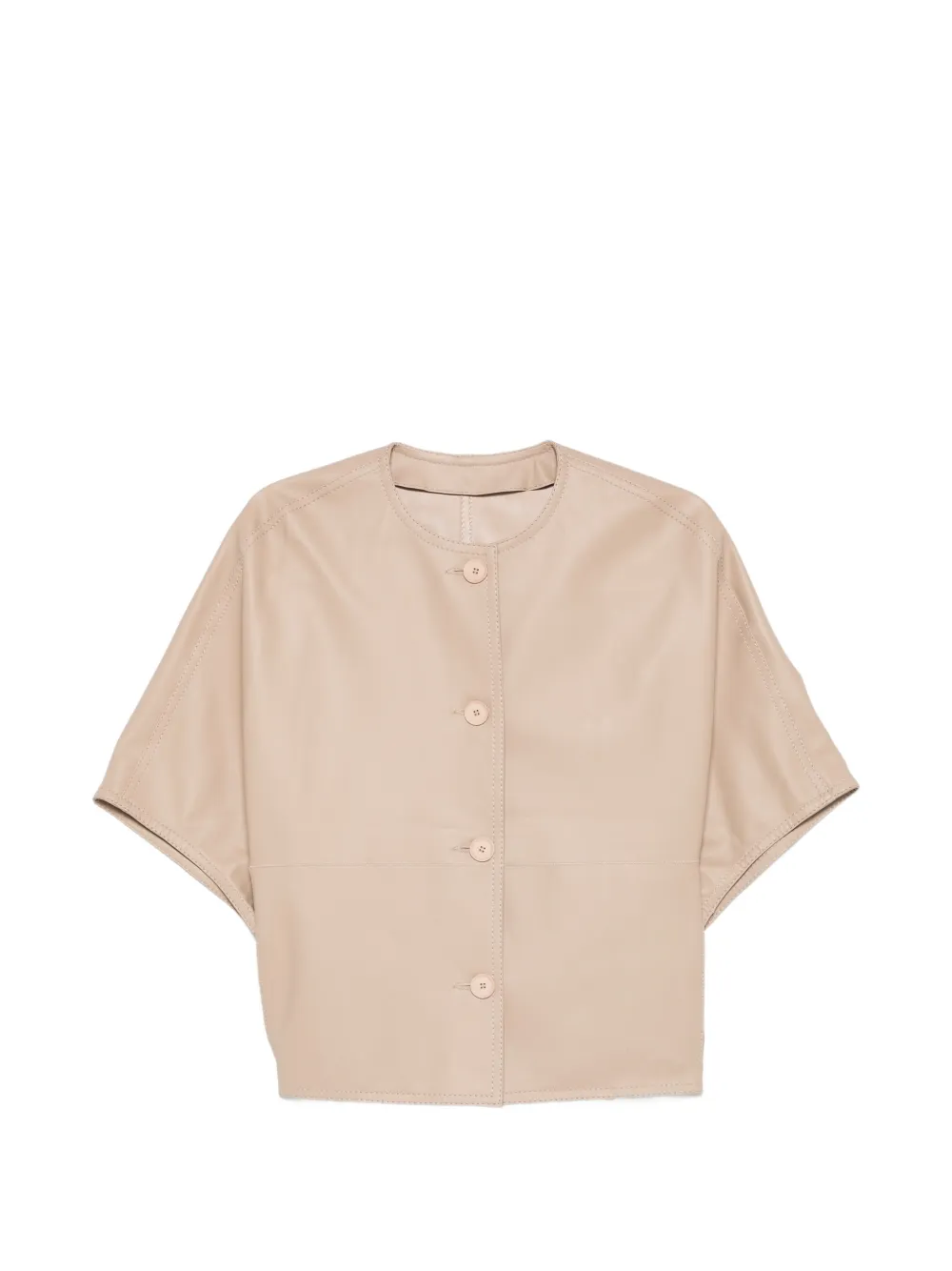 Manzoni 24 Buttoned Leather Jacket In Neutral