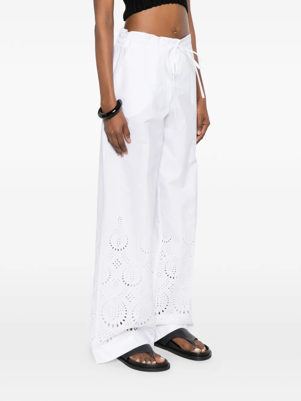 P.a.r.o.s.h Eyelet Drawstring Trousers In White