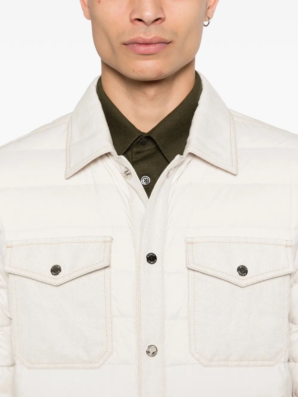 Moorer Montini gewatteerd jack met knopen Beige