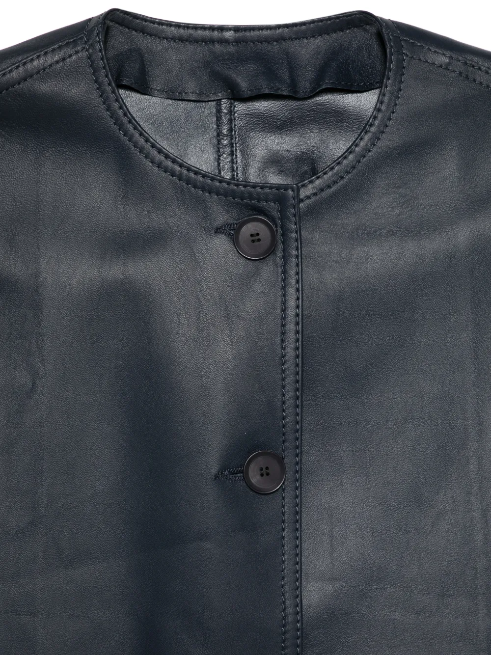Manzoni 24 Buttoned Leather Jacket In Blue