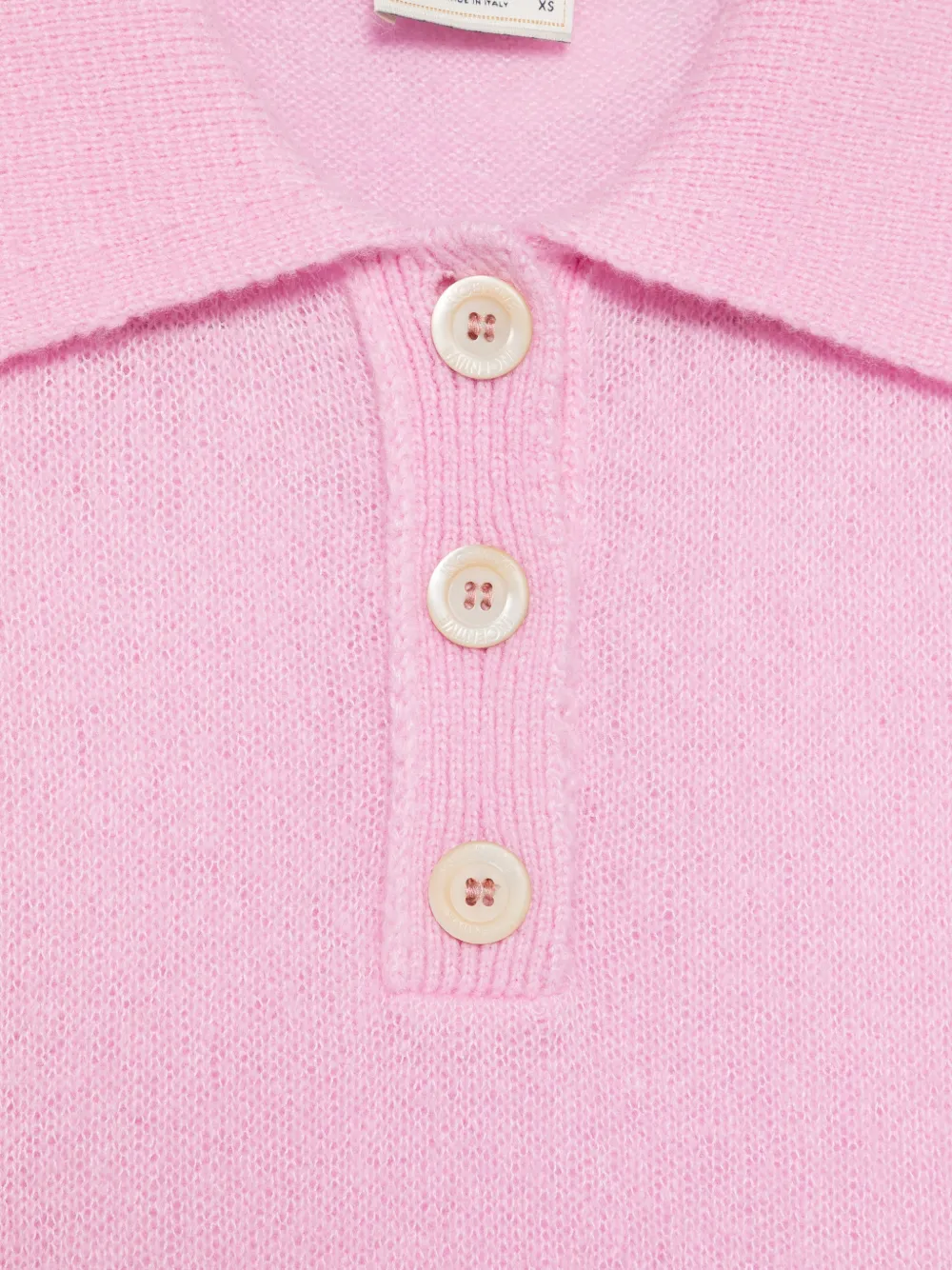  Incentive! Cashmere Button Polo Sweater - Pink 