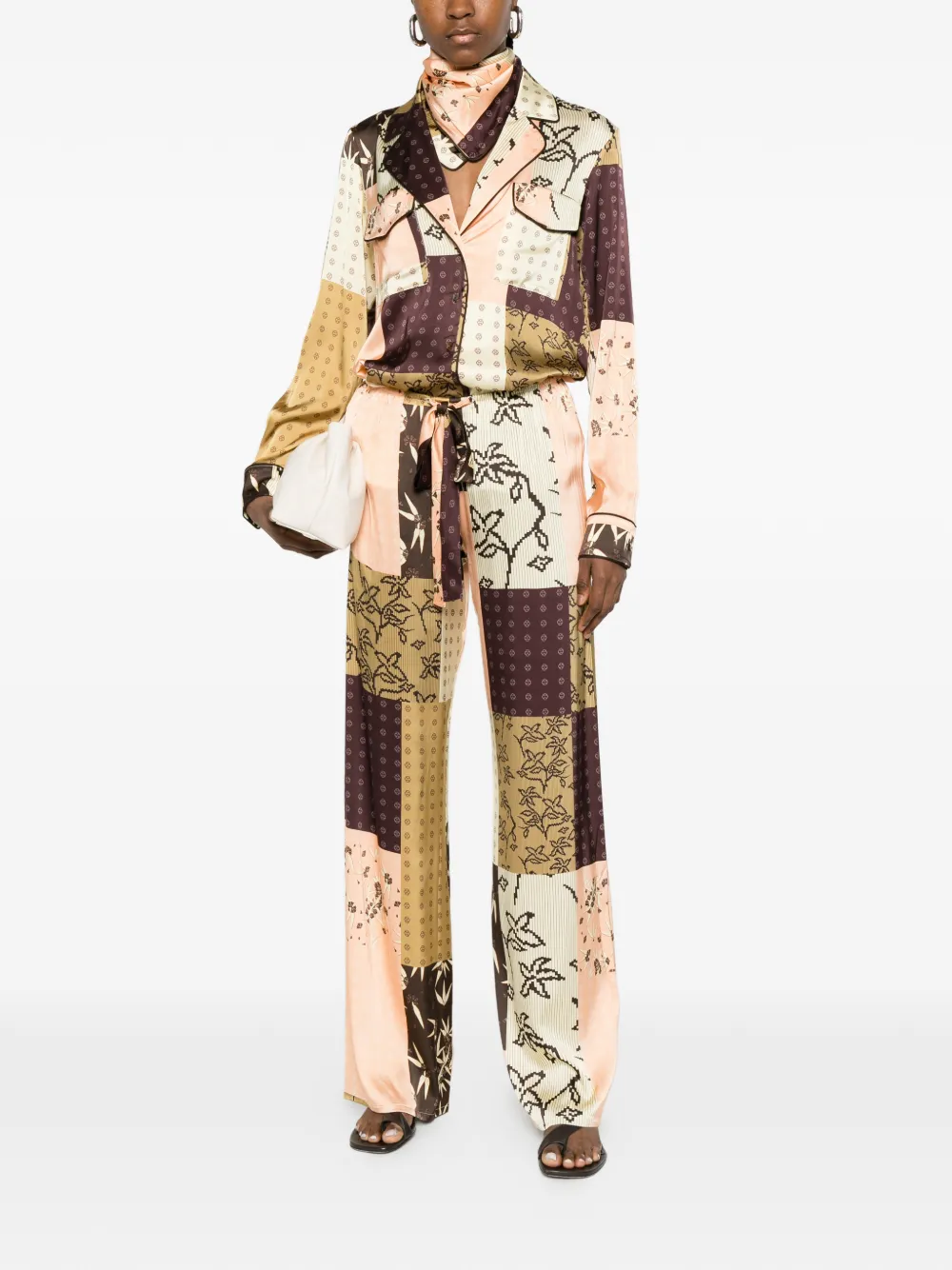  Siedres Manoce Floral-detail Trousers - Brown 
