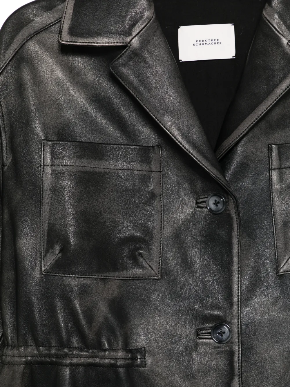 Dorothee Schumacher Sleek Statement leren jack met zak Zwart