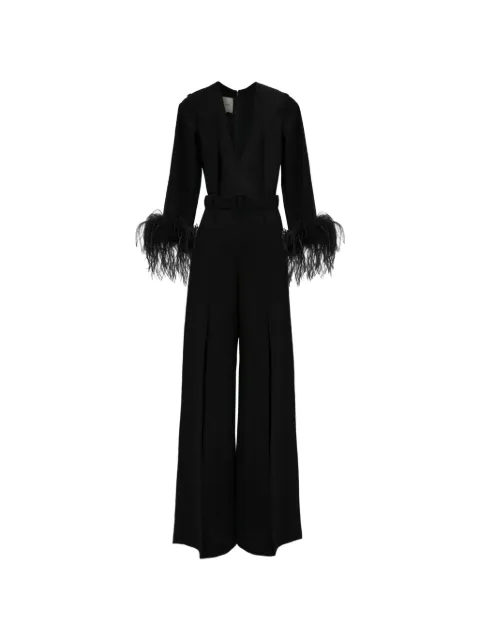 Gemy Maalouf jumpsuit con ribete de plumas
