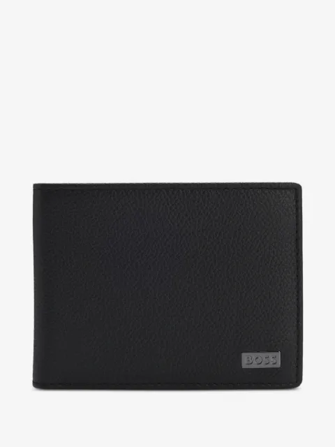 BOSS Carteira de couro com placa de logo