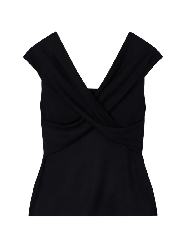 Emporio Armani Criss-crossed, Stretch-jersey Top in Black