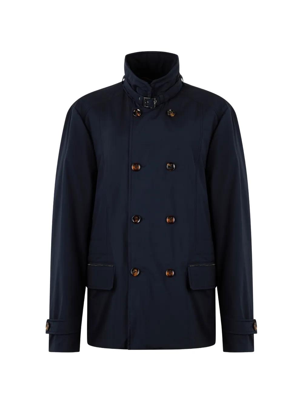 Moorer Buckled-collar Peacoat In Blue