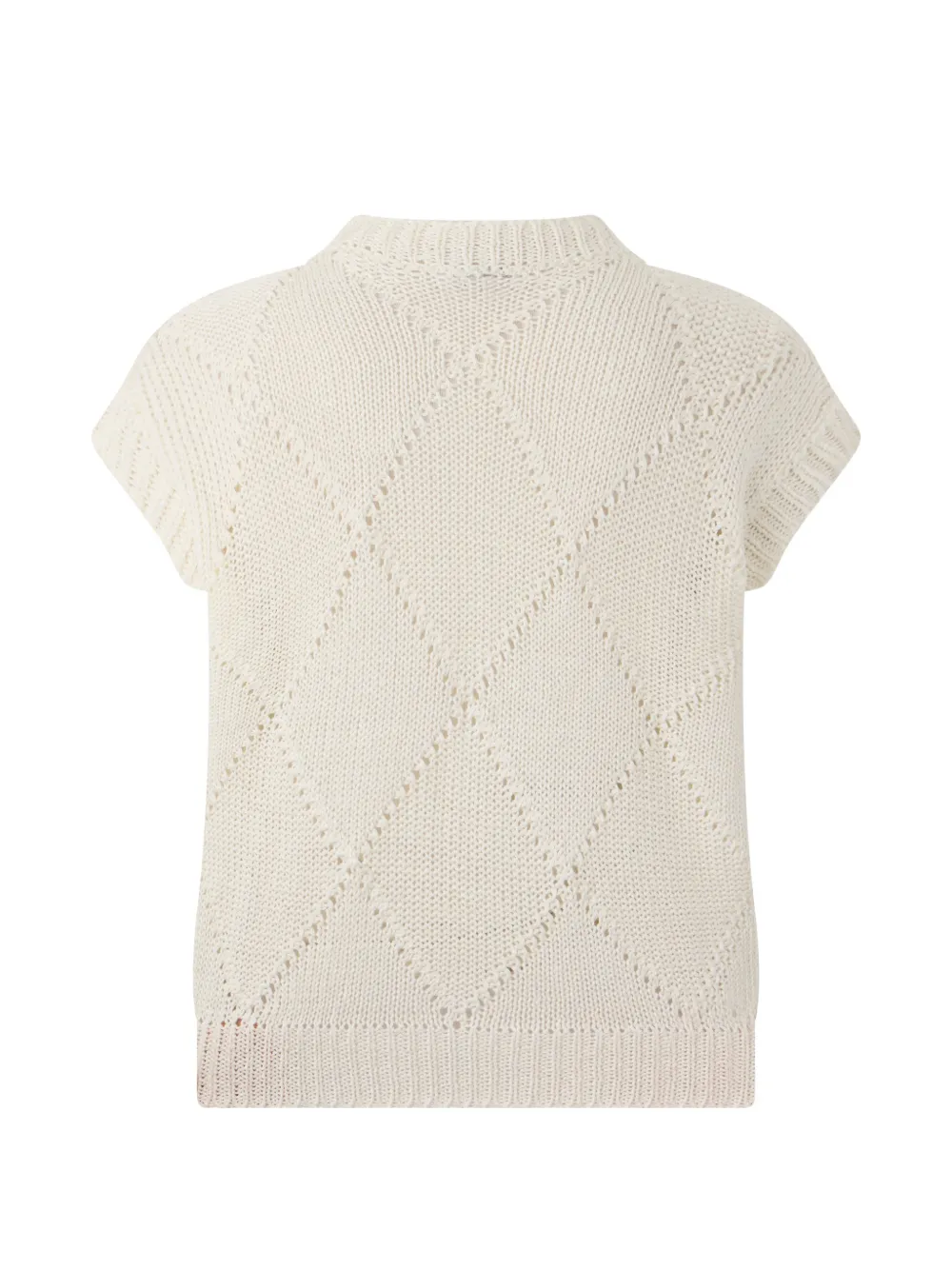  Peserico Diamond-patterned Short-sleeved Sweater - White 