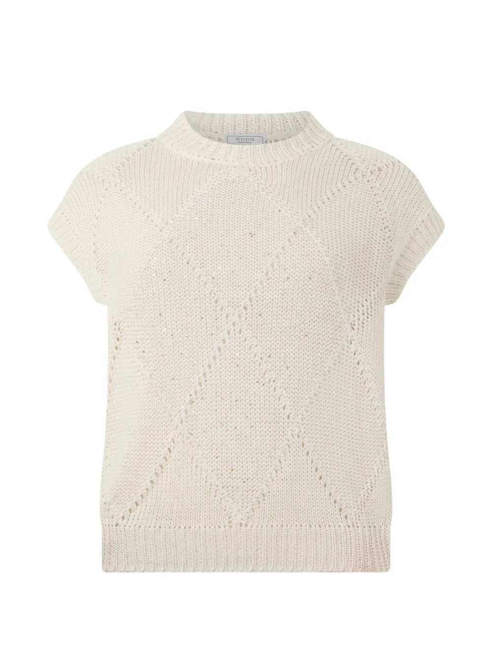 Peserico diamond-patterned short-sleeved sweater - Bianco