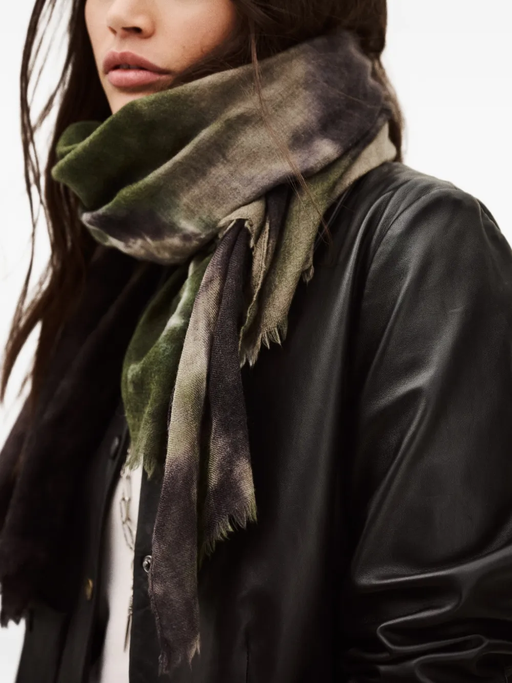  Ba&sh Sofia Tie-dye Frayed Scarf - Green 