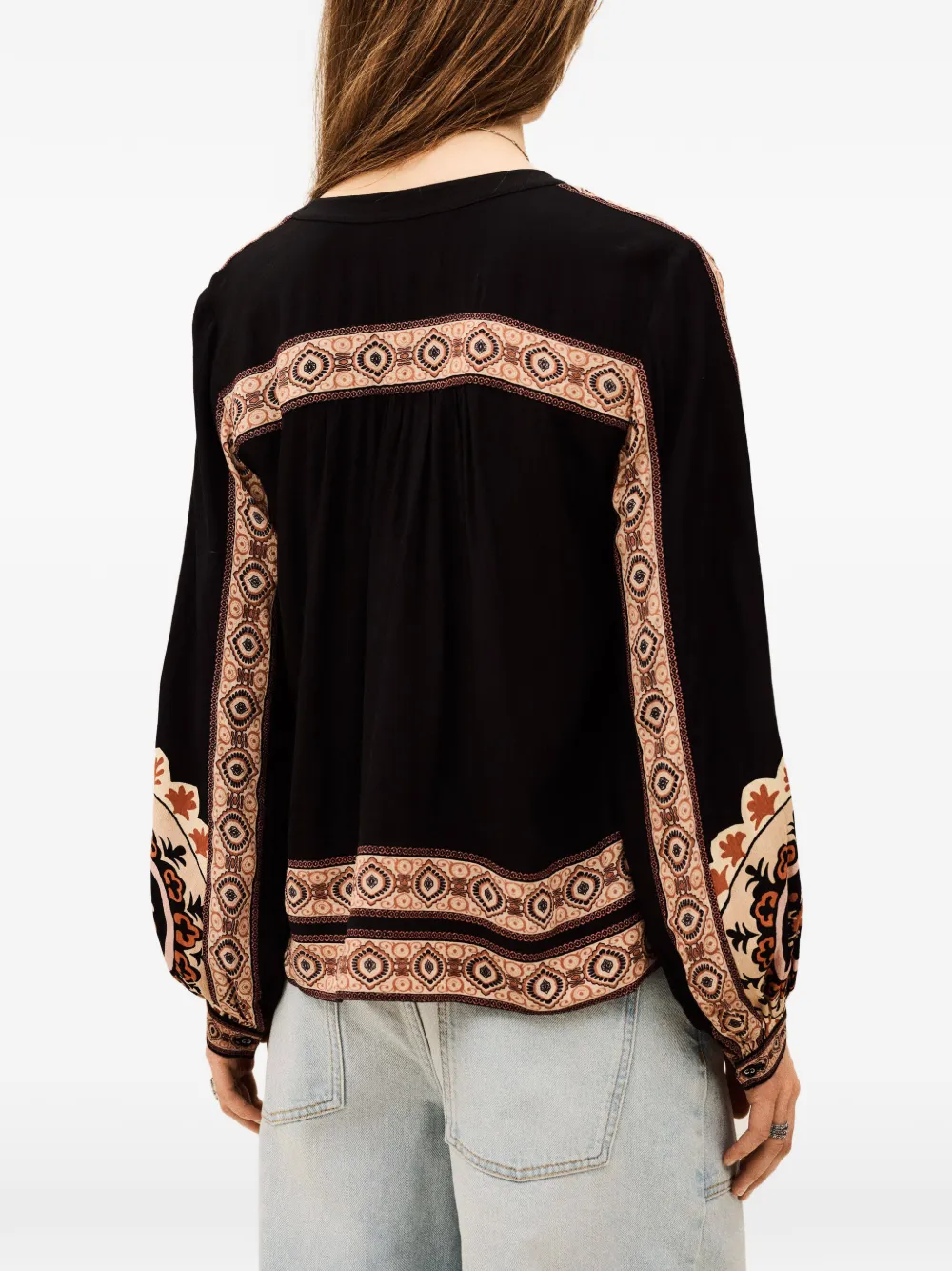 Ba&Sh Valda blouse met knopen met patroon Zwart