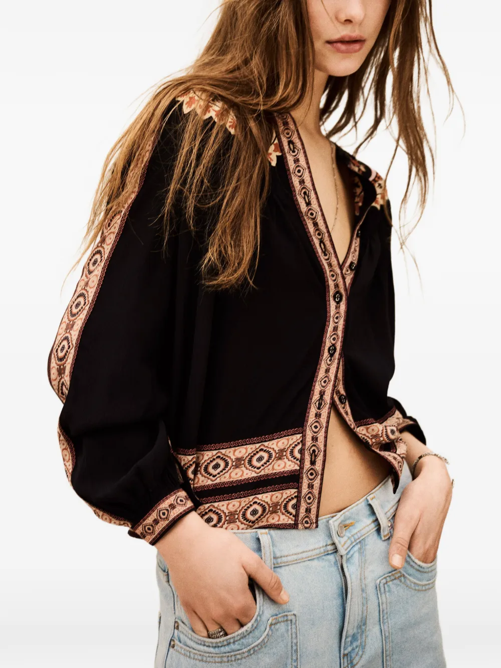  Ba&sh Valda Printed Top - Black 