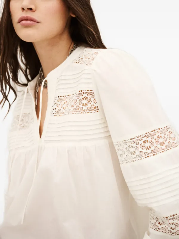 Lace-collar Corduroy Blouse