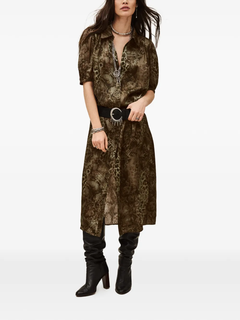 Corma Puff-Sleeve Midi Dress