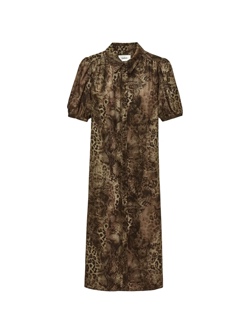 Ba&Sh Corma puff-sleeve midi dress - Brown