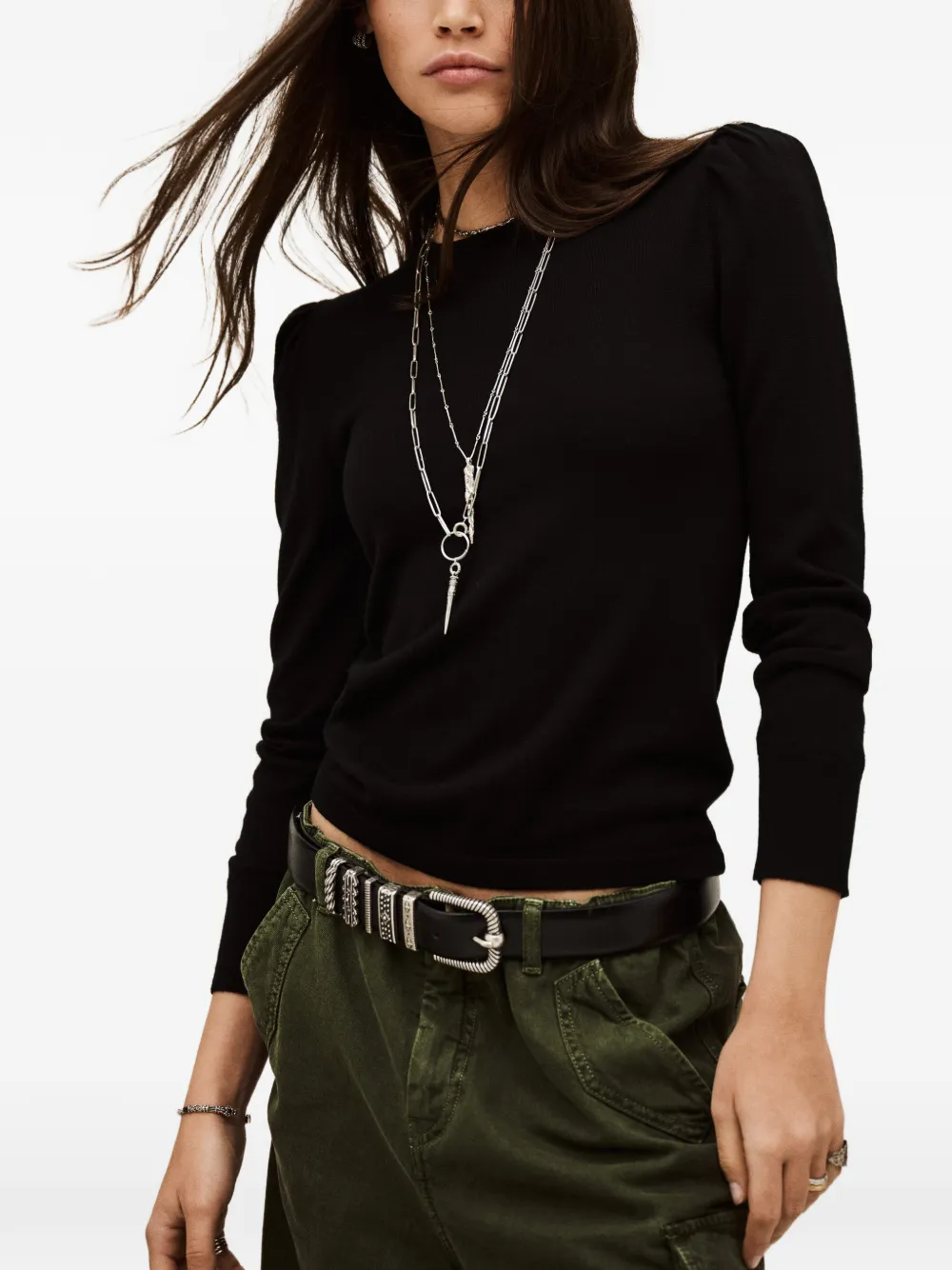  Ba&sh Britania Puff-sleeve Knitwear - Black 