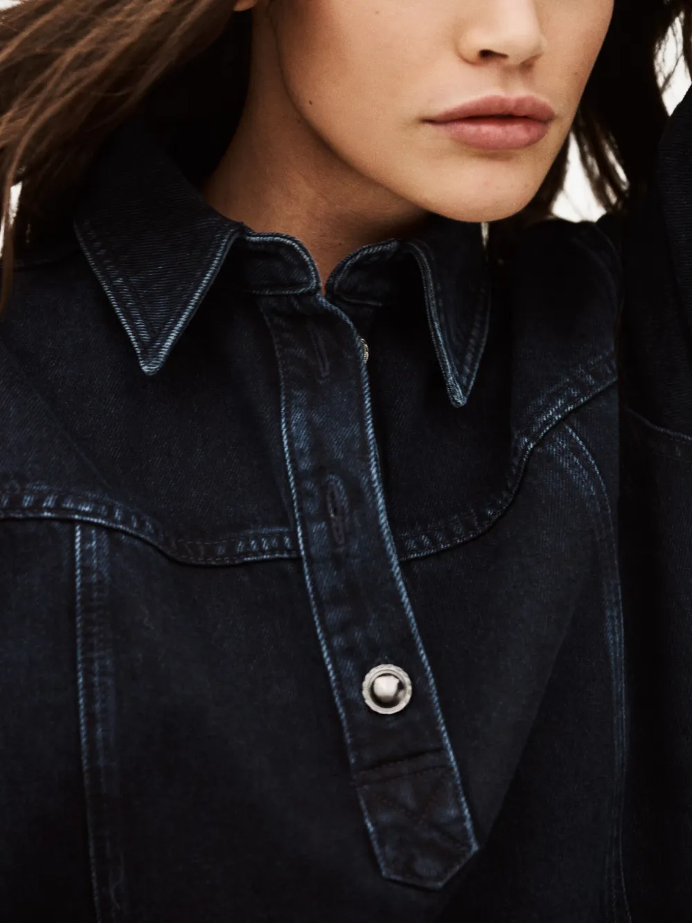 Ba&Sh Tona denim jurk met kraag met knopen Blauw