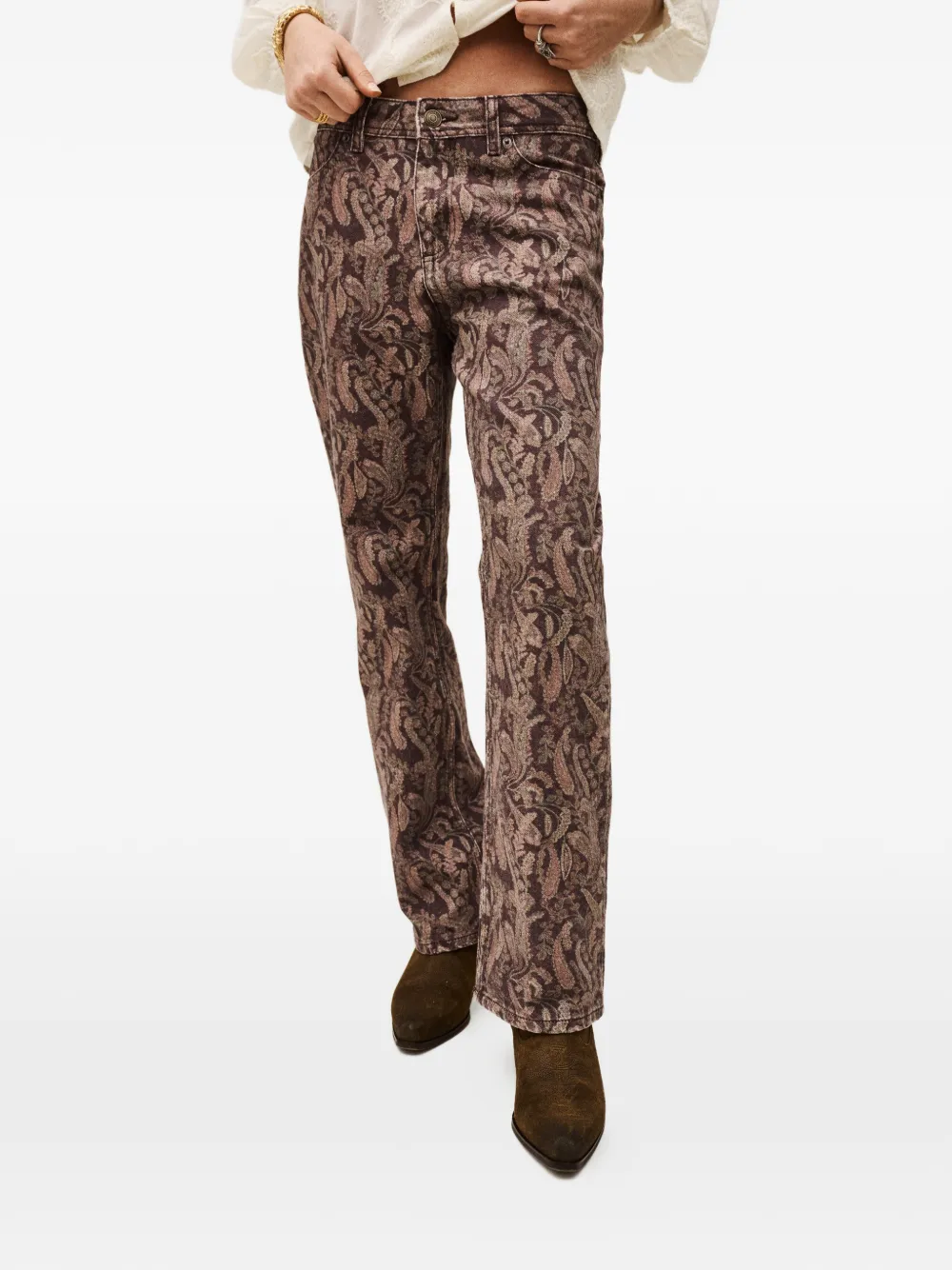 Ba&Sh Tooty jeans met paisley-print Bruin