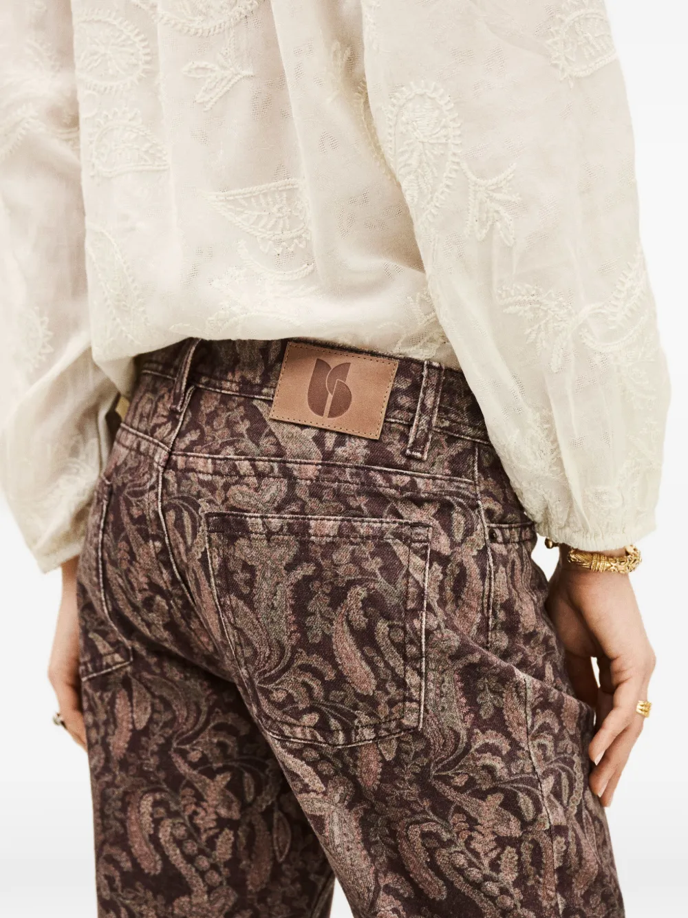 Ba&Sh Tooty jeans met paisley-print Bruin
