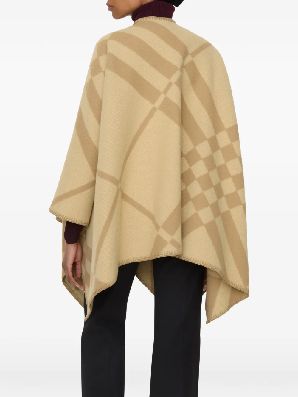  Burberry Check Wool Cashmere Cape - Neutrals 