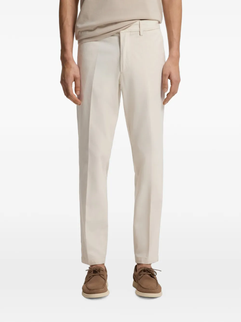 BOSS Slim-fit broek van stretch-katoenen blend Beige
