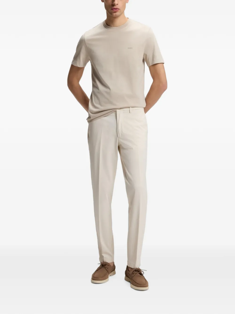 BOSS Slim-fit broek van stretch-katoenen blend Beige
