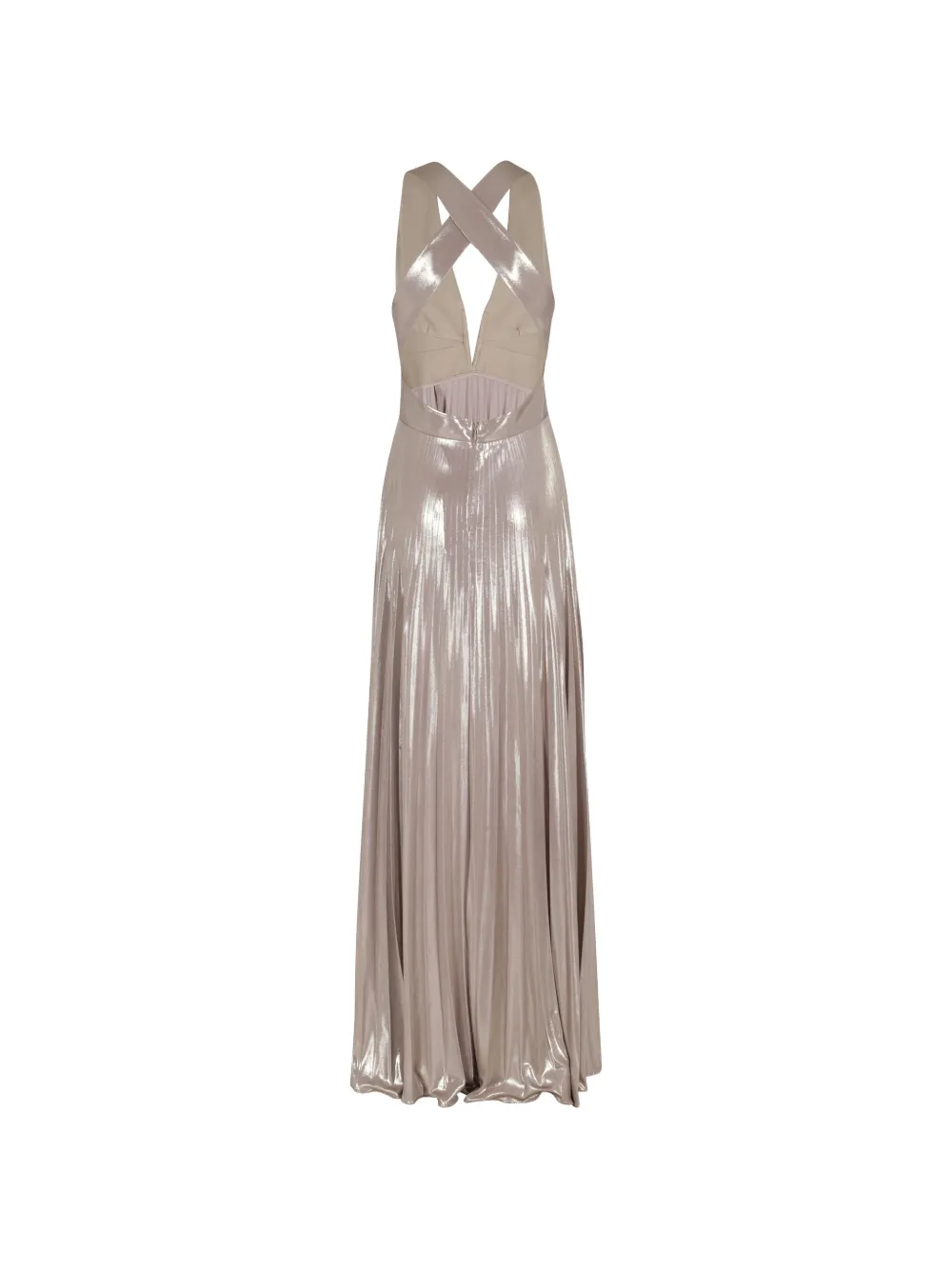NISSA Metallic maxi-jurk met plooien Beige