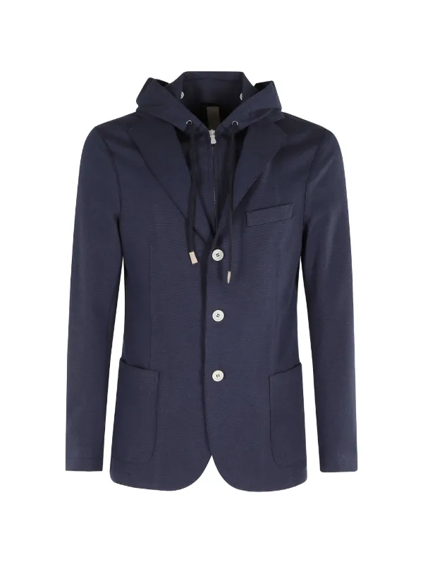 Eleventy Hooded Jacket in Blue