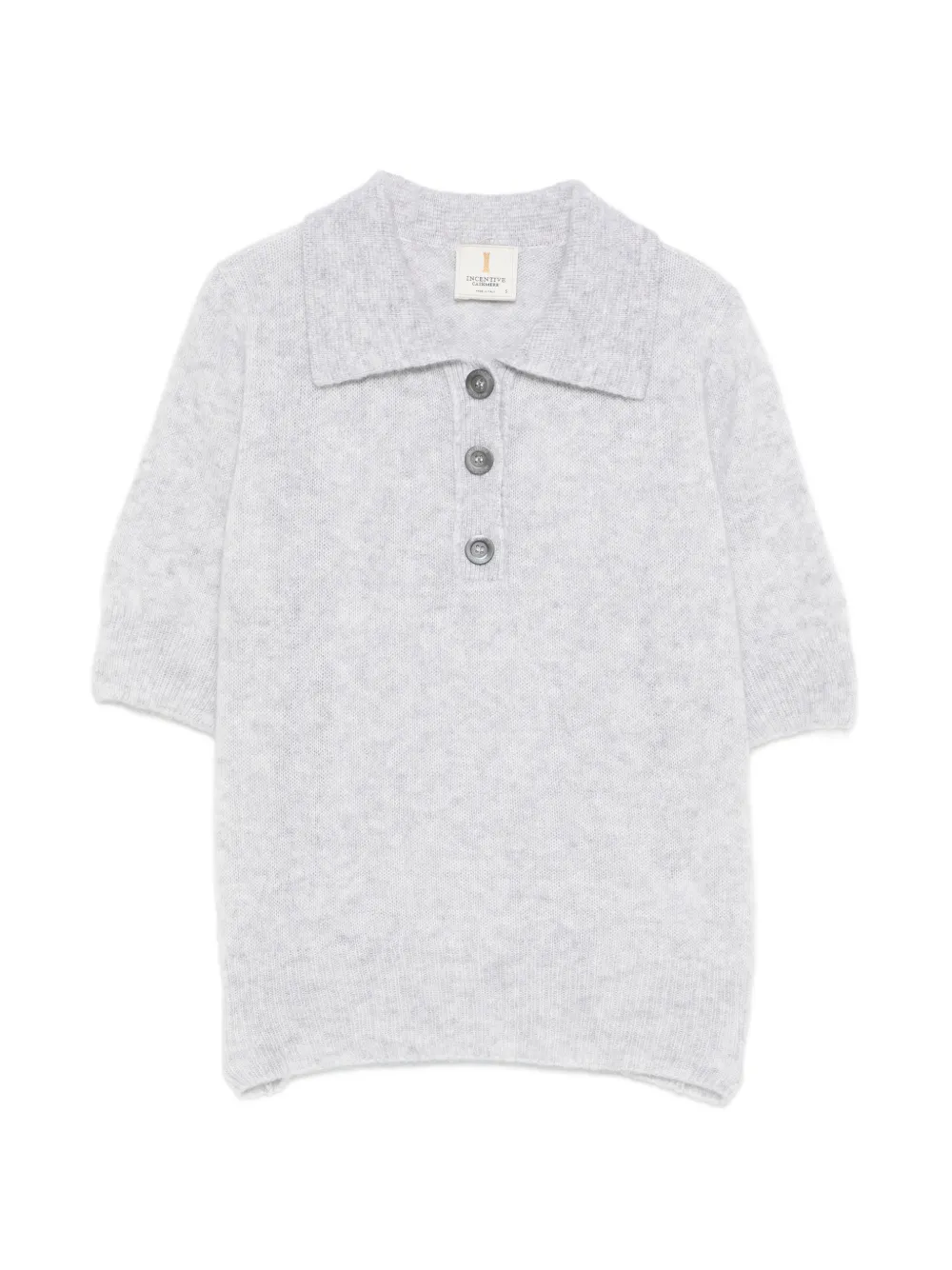 Incentive! Cashmere buttoned collar polo sweater - Grigio
