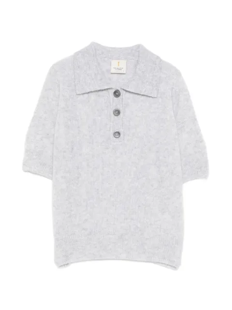 Incentive! Cashmere suéter estilo playera tipo polo con botones