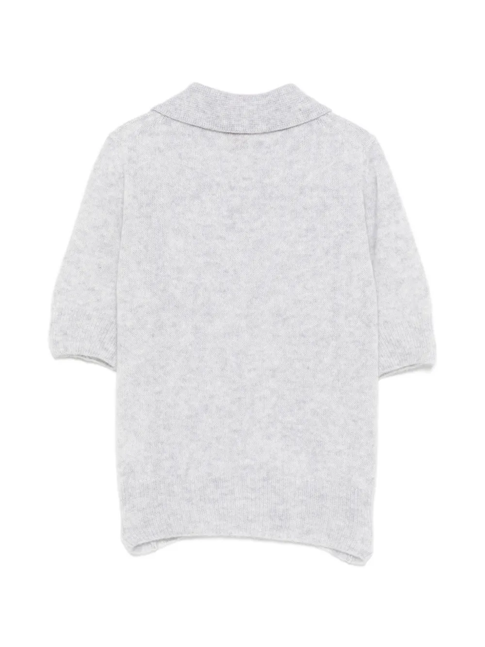  Incentive! Cashmere Buttoned Collar Polo Sweater - Grey 