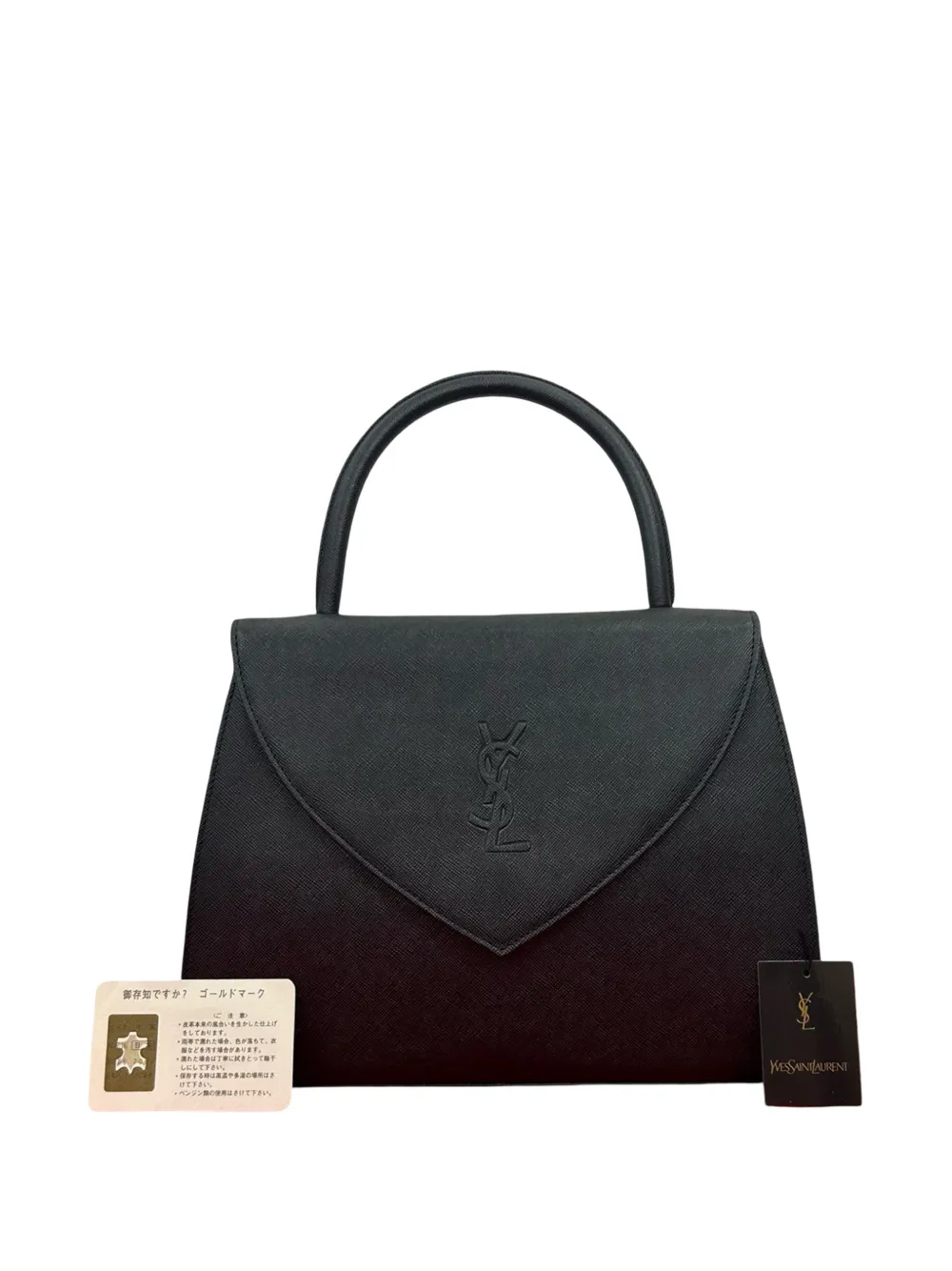  Saint Laurent Pre-owned 20th Century Coated Calfskin Cassandre Logo Top Handle Flap Bag Handbag - Black 