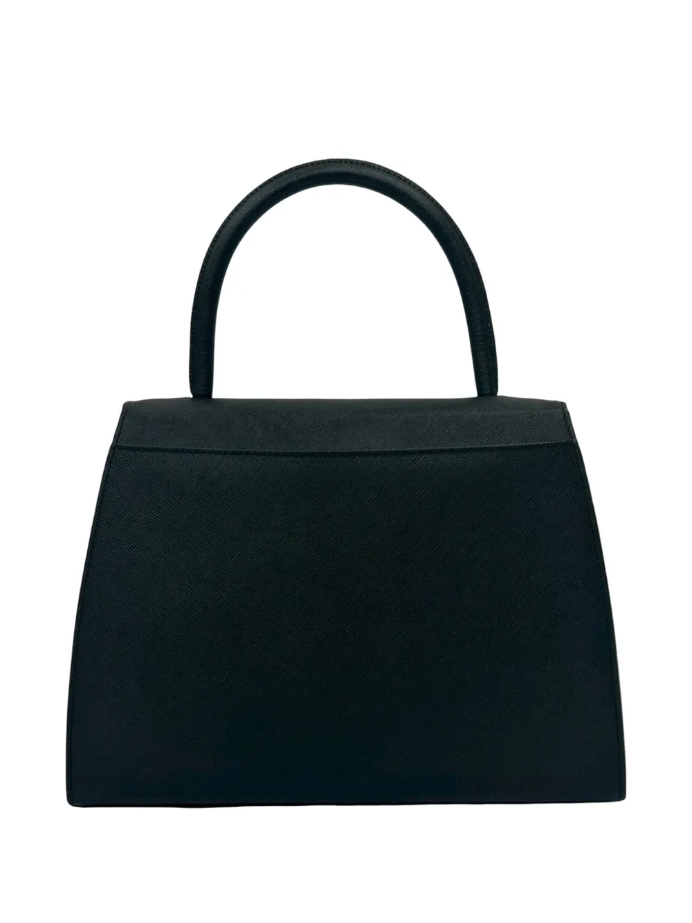  Saint Laurent Pre-owned 20th Century Coated Calfskin Cassandre Logo Top Handle Flap Bag Handbag - Black 