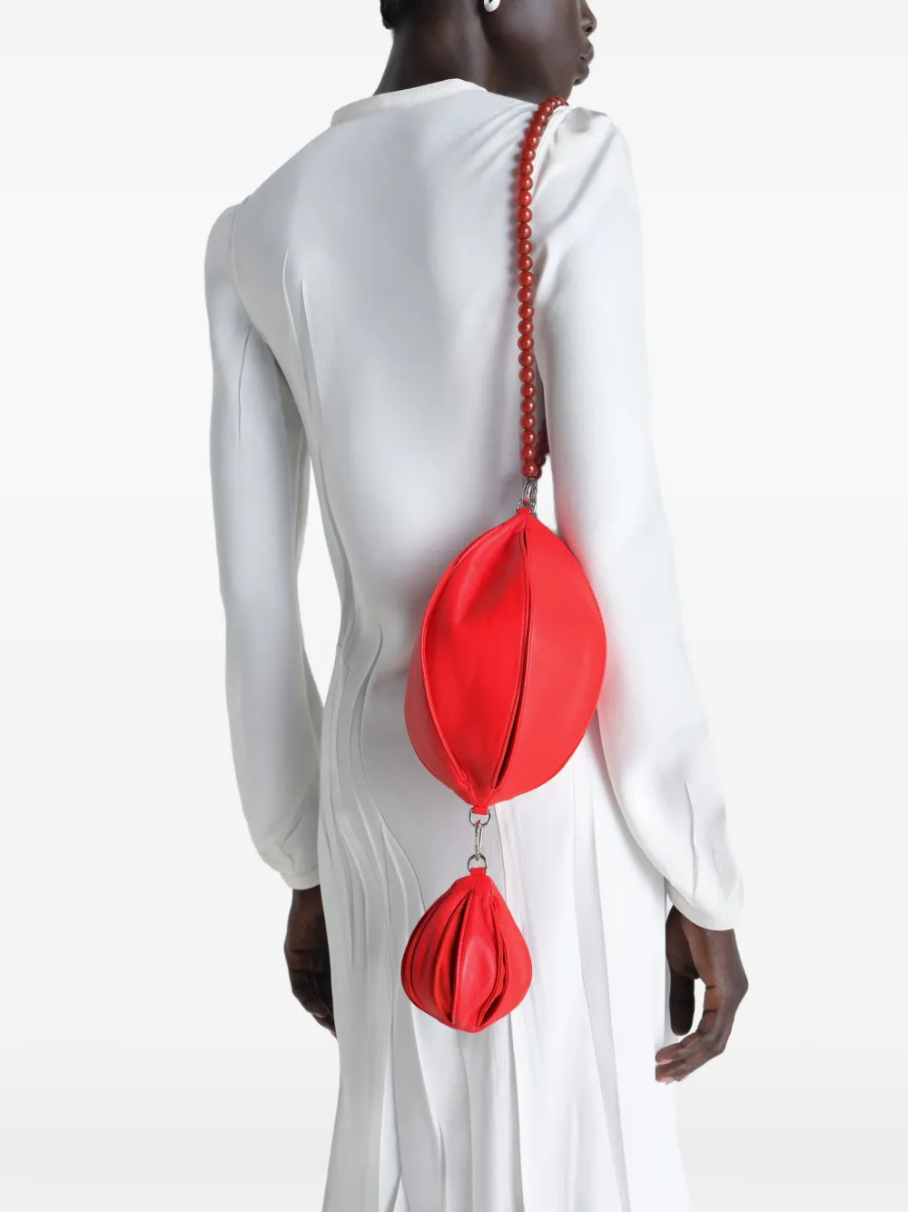 LEMAIRE Leren sleutelhanger met rits Rood