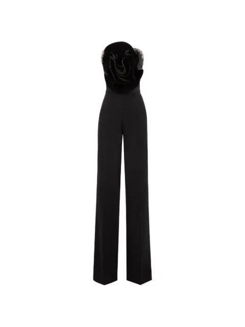 Gemy Maalouf jumpsuit con detalle floral y mostacillas