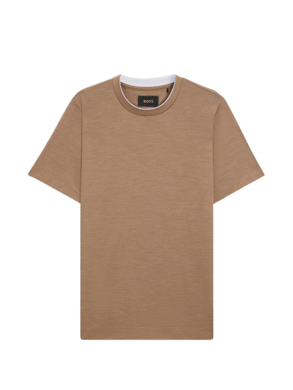 BOSS T-shirt met dubbele kraag Beige