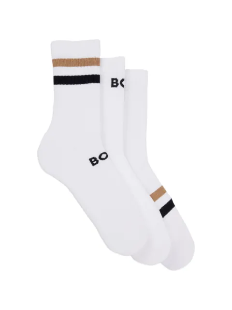 BOSS Kit 3 pares de meias listradas com logo