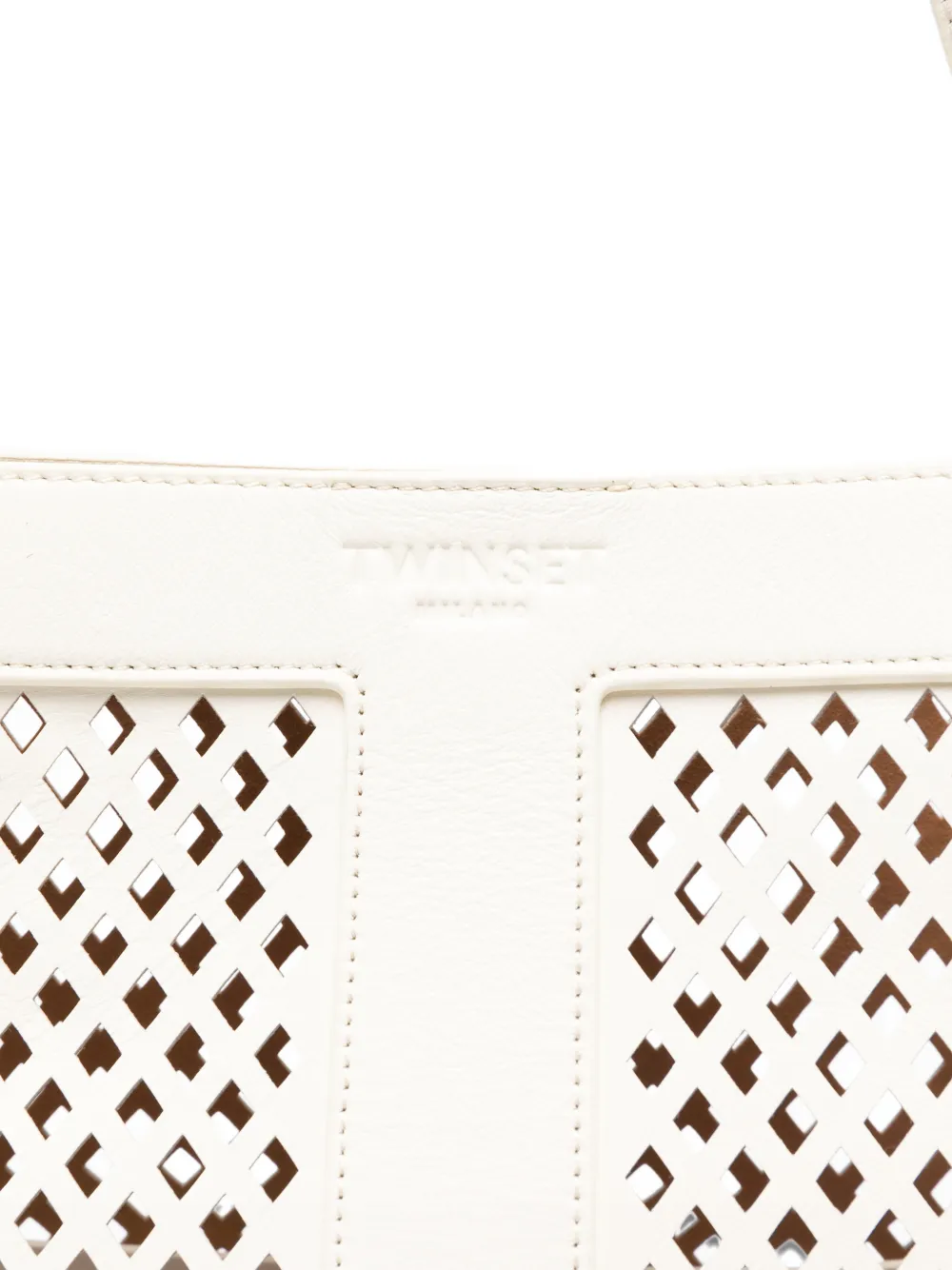 TWINSET Mesh leren shopper Wit