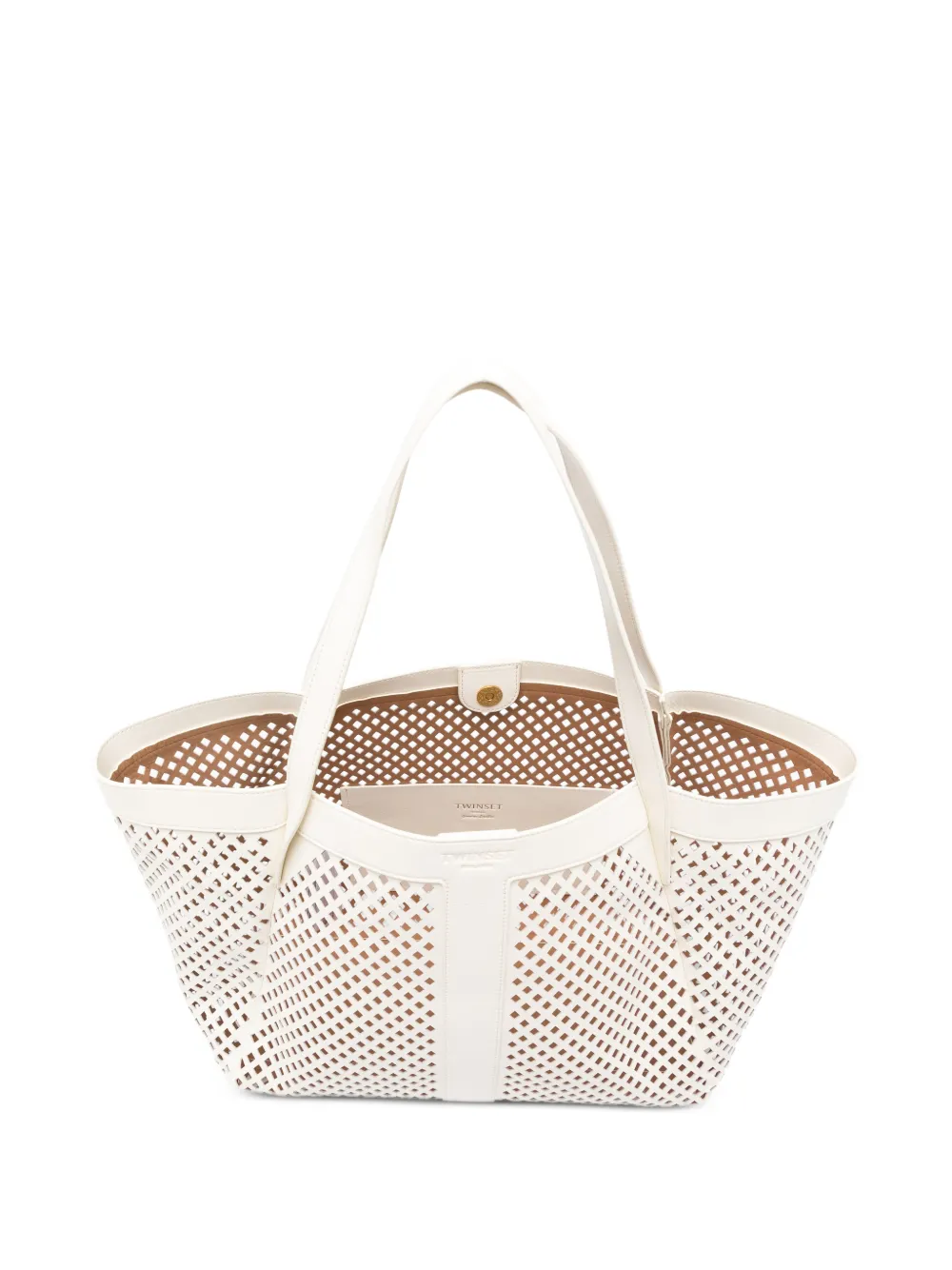 TWINSET Mesh leren shopper Wit