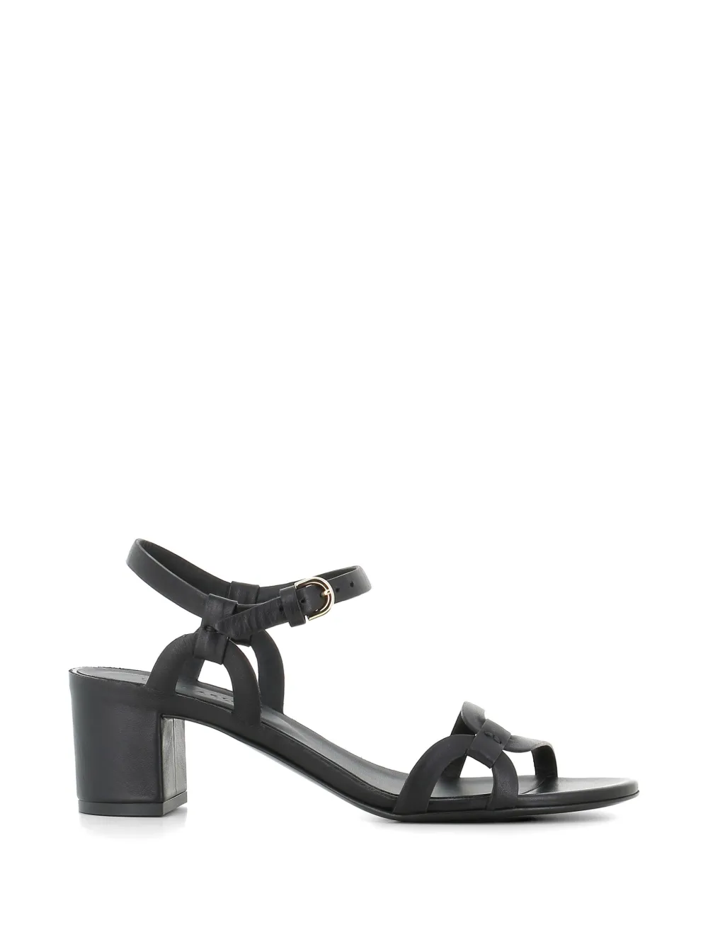Del Carlo Buckle Strap Leather Sandals In Black