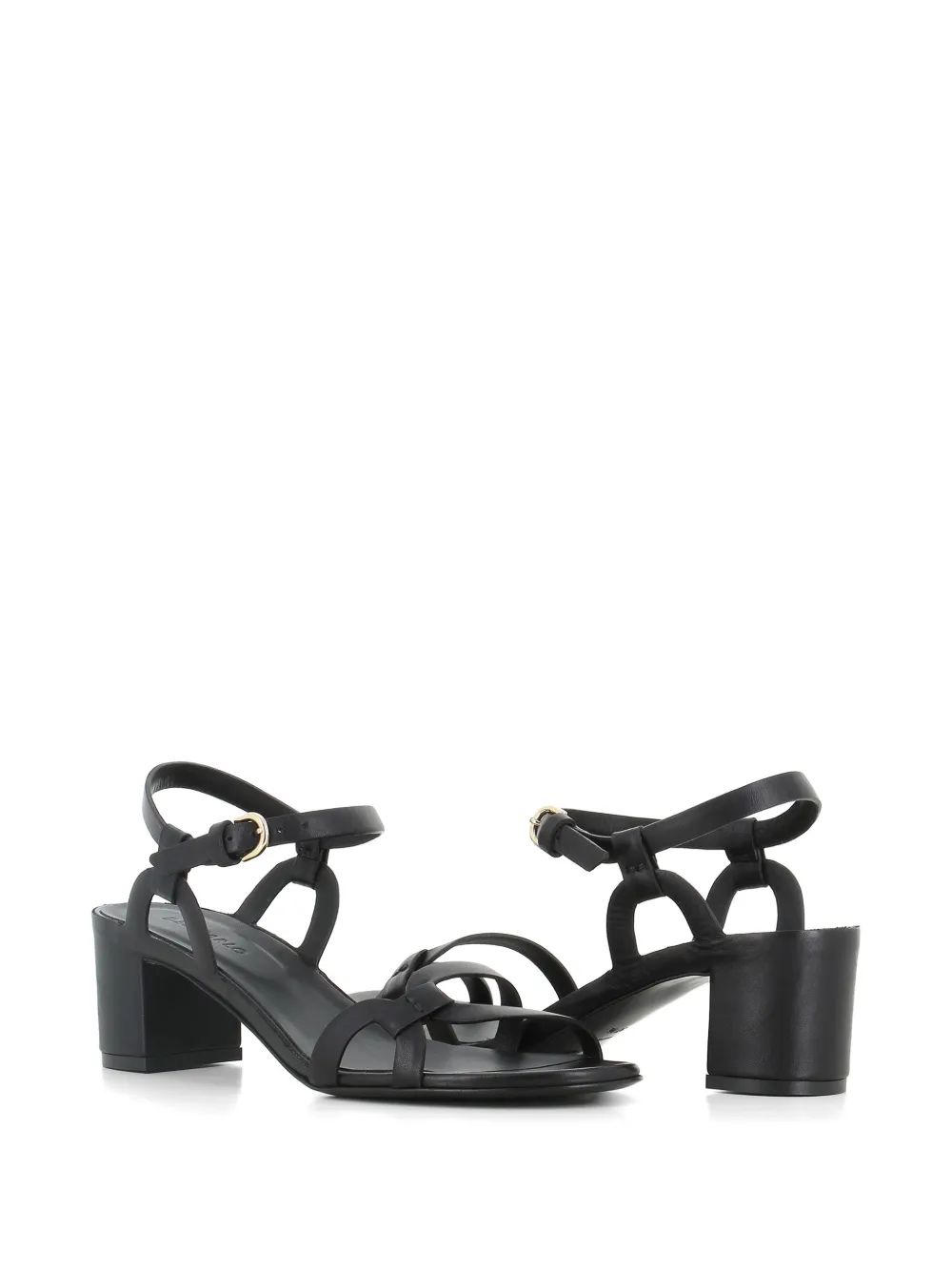 Del Carlo buckle strap leather sandals Zwart