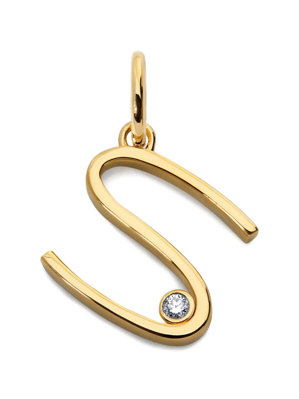Monica Vinader Solitaire Anhänger mit Diamant - Gold