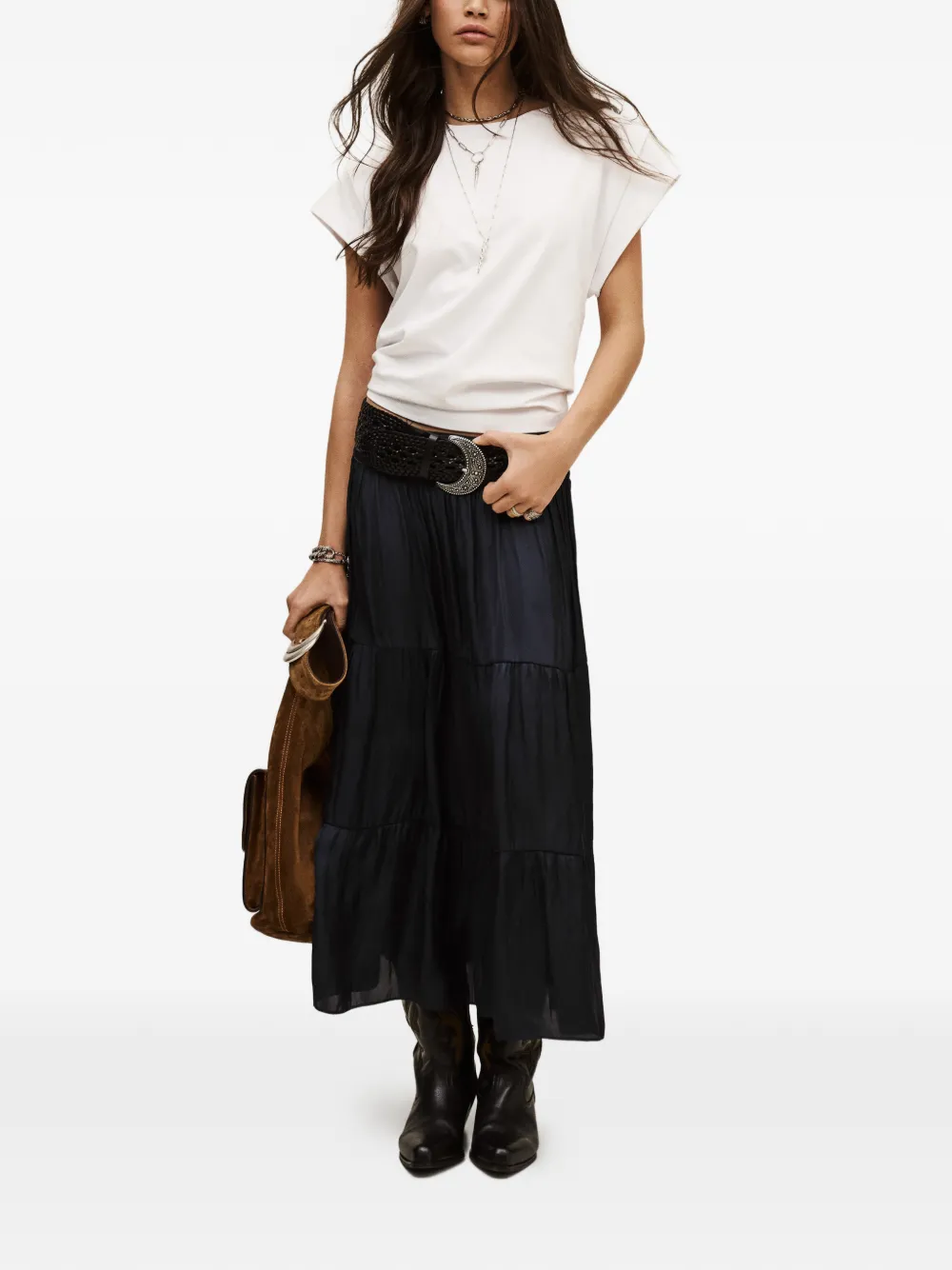 Ba&Sh 카밀라 티어드 개더 디자인 스커트 | 볼륨 스커트