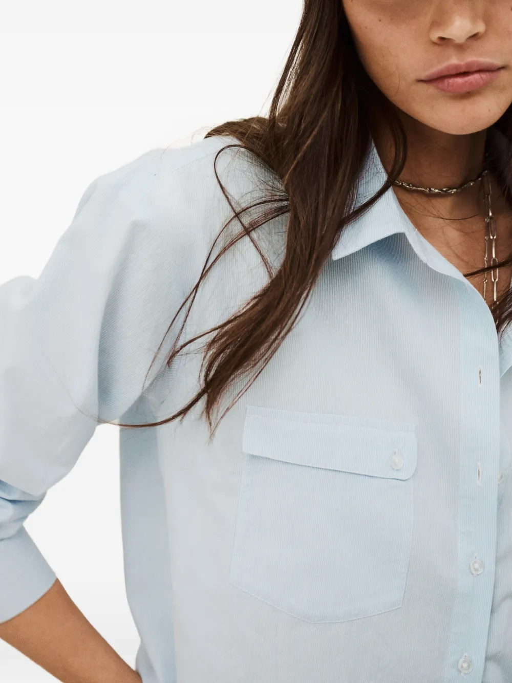 Ba&Sh Porzia blouse met voorzak en knopen Blauw