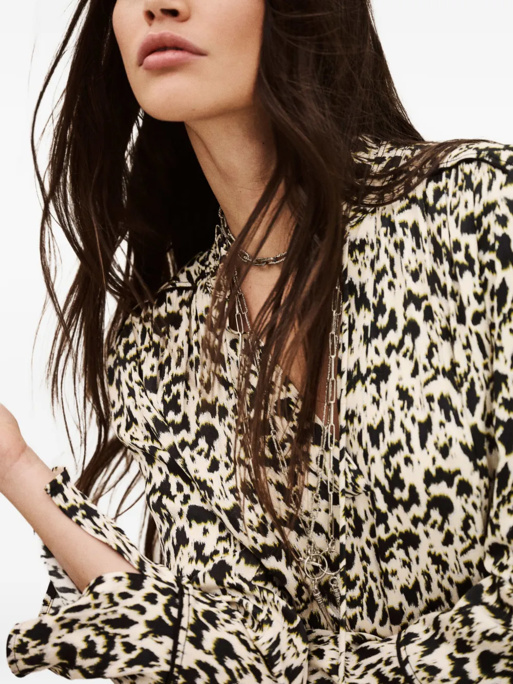 Ba&Sh Perla jurk met V-hals en print Beige
