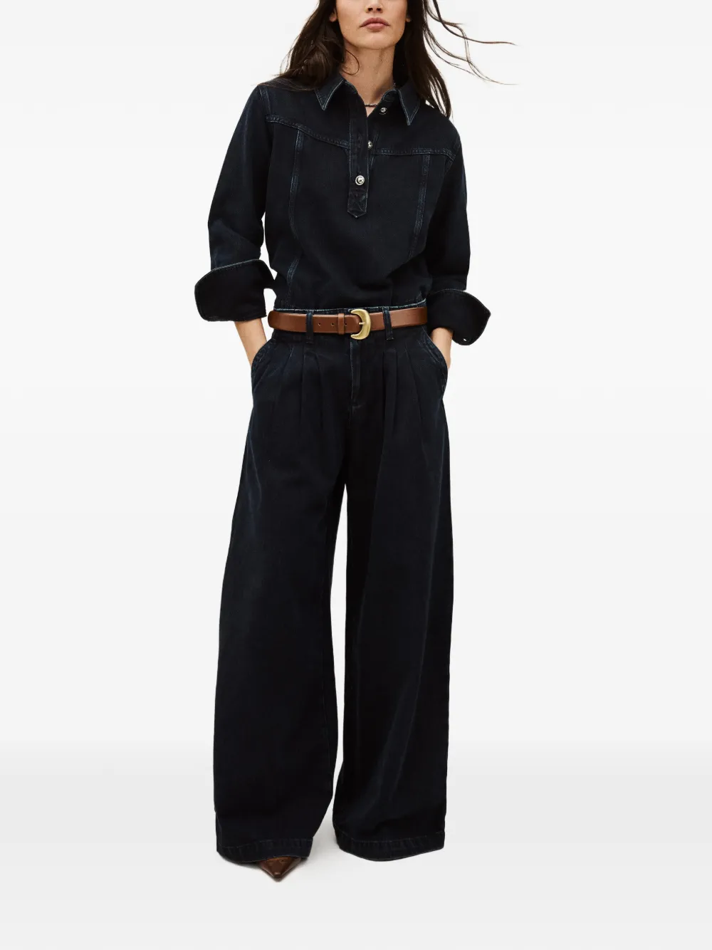  Ba&sh Tavy Buttoned-colar Polo Top - Blue 