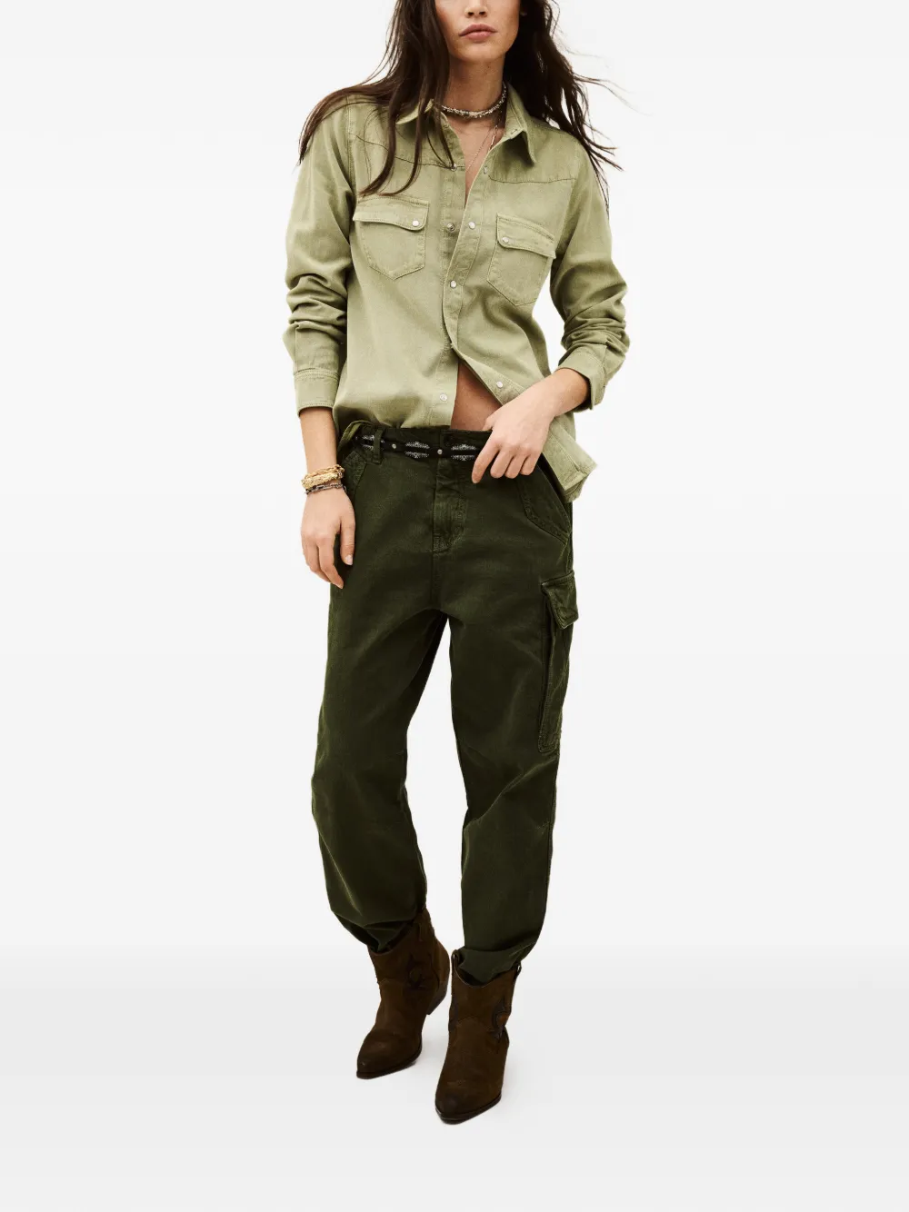  Ba&sh Camicia Jada Con Tasche - Verde 