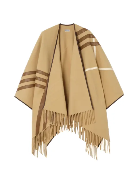 Burberry Pelerine de cashmere com acabamento em couro